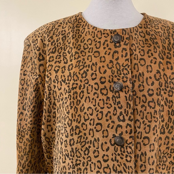 vintage wildcats genuine suede leopard print jacket - Picture 3 of 16